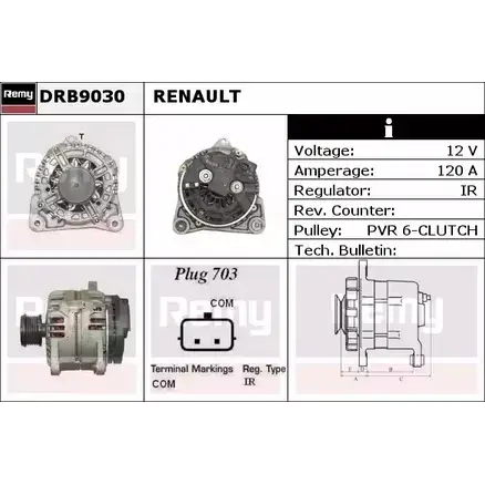 Генератор REMY DRB9030 1857497 DB 0140 9YP9IV изображение 0