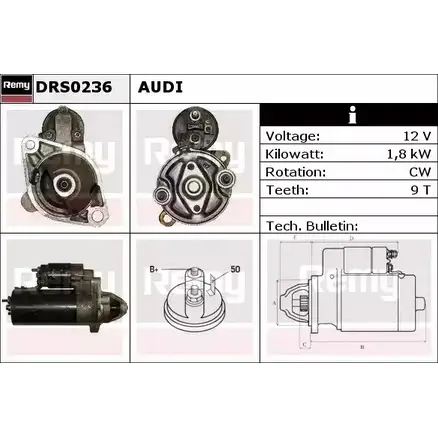 Стартер REMY DRS0236 DS13 46 1859144 3V8XNRP изображение 0