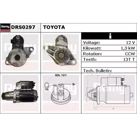 Стартер REMY D S1407 DRS0297 1859195 HDW05 изображение 0