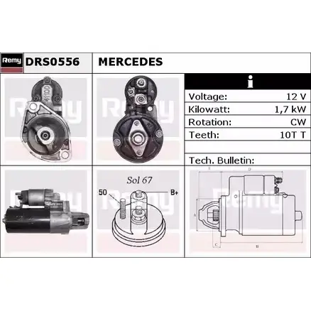 Стартер REMY D S1666 DRS0556 1859429 1G7IS3A изображение 0