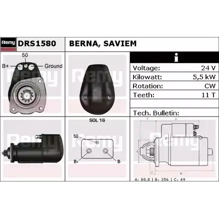Стартер REMY DS269 0 ZV844 DRS1580 1860004