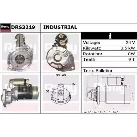 Стартер REMY 1860303 DRS3219N DS43 29N ODTWG0C изображение 0