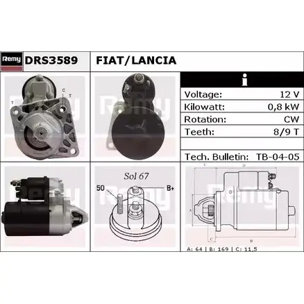 Стартер REMY DS46 99 3RK4PD0 DRS3589 1860563 изображение 0