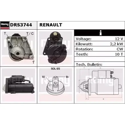 Стартер REMY DRS3744 DS485 4 NFSVB 1860683