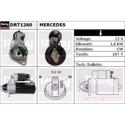 Стартер REMY BBEUBGS DT237 0 DRT1260 1861276 изображение 0