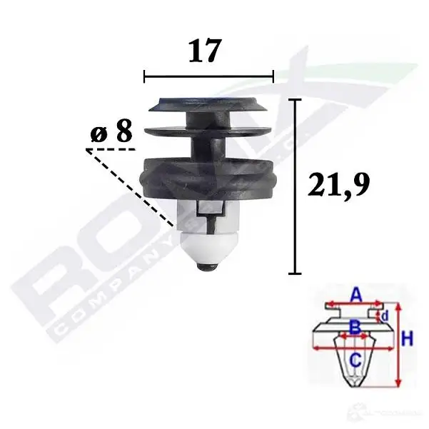 Клипса обивки салона ROMIX c70580 W1TXE DU 1437976208