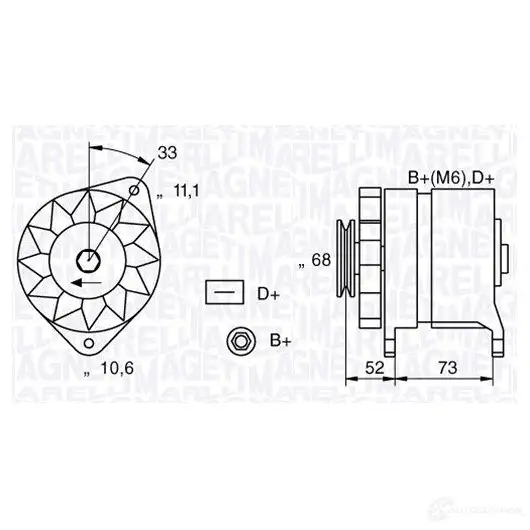 Генератор MAGNETI MARELLI 6332 1154 063321154010 944390309400 1016835
