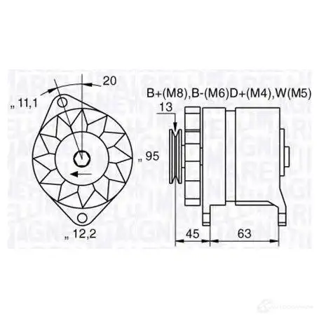 Генератор MAGNETI MARELLI MAN200 8 1193731315 9ODEJ 063534690370 изображение 0