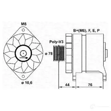 Генератор MAGNETI MARELLI 943346006010 1047825 07XKRLM MAR 6006
