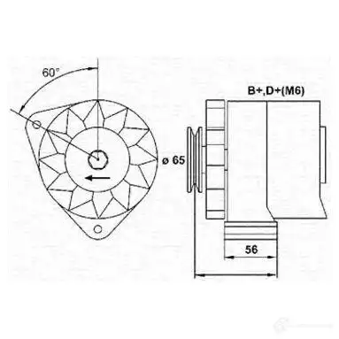 Генератор MAGNETI MARELLI 943356090010 1047950 34W0Z2X M AR389 изображение 0