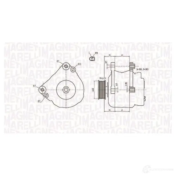 Генератор MAGNETI MARELLI 063731402010 943314 021010 1193731782 944390412300 изображение 0