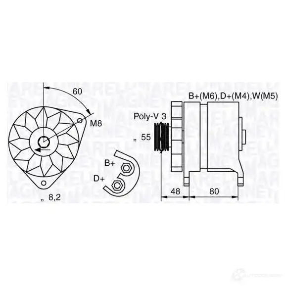 Генератор MAGNETI MARELLI 540 22585 MAN652 1015894 054022585010 изображение 0