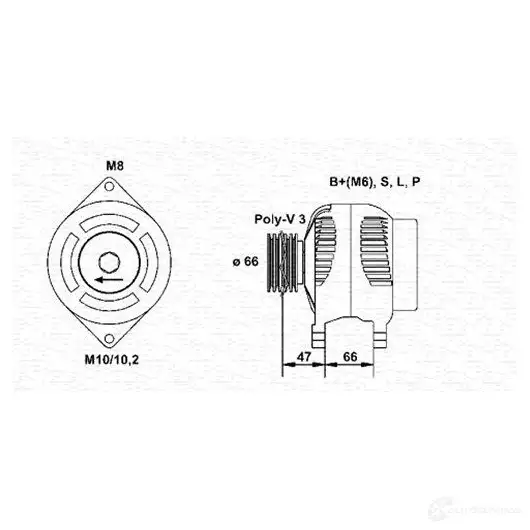 Генератор MAGNETI MARELLI 1048799 YK4BGJ MRA 93501 944356935010