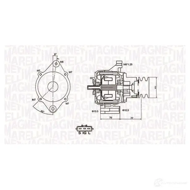 Генератор MAGNETI MARELLI 1193731776 MQA136 7 LA6WB9A 063731367010 изображение 0