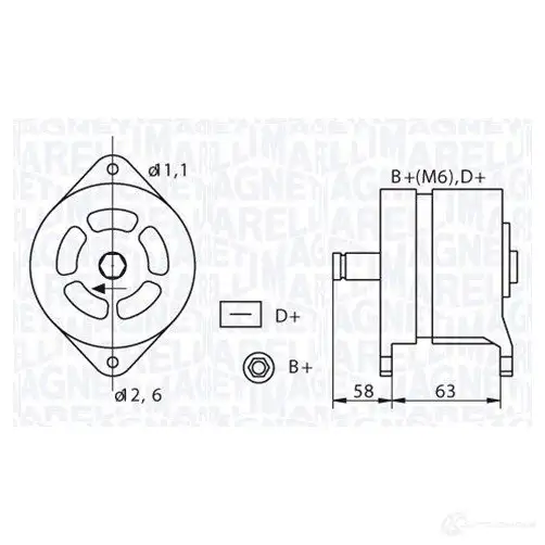 Генератор MAGNETI MARELLI 6332004 9 063320049010 944390356300 1016816