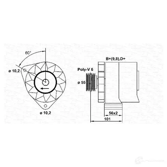 Генератор MAGNETI MARELLI MAR 520 8FXZ9B 6141506 943356620010 - Изображение 1