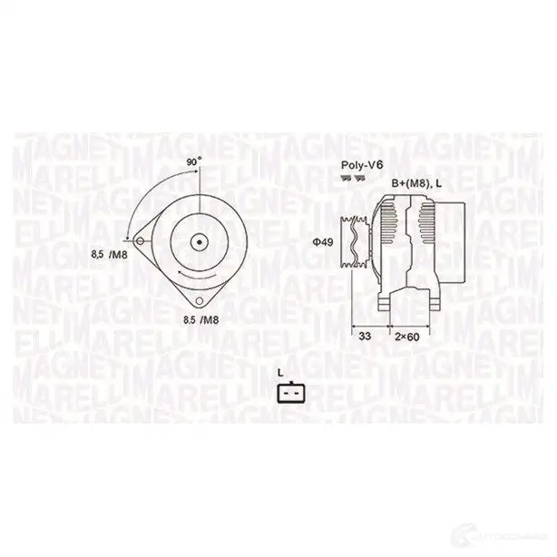 Генератор MAGNETI MARELLI 1193731883 MQA1661 94439090 1690 063731661010