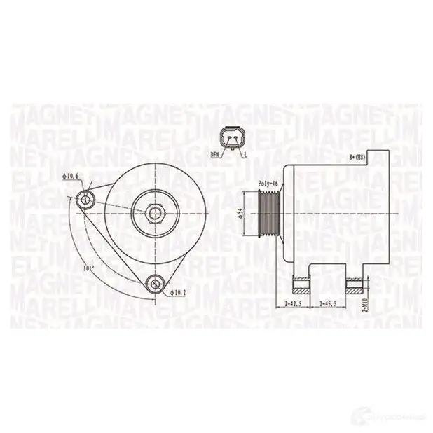 Генератор MAGNETI MARELLI 3T2NK8 MQA 1674 063731674010 1193731888 изображение 0