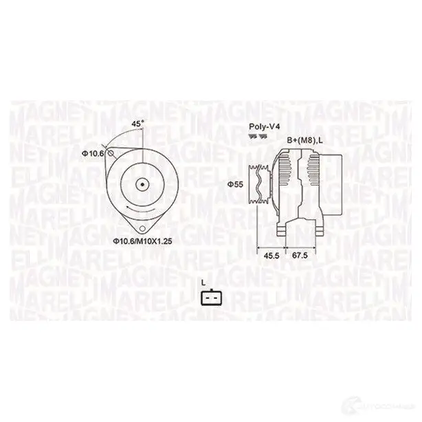 Генератор MAGNETI MARELLI MQA1963 94439090 4020 1193732081 063731963010 изображение 0