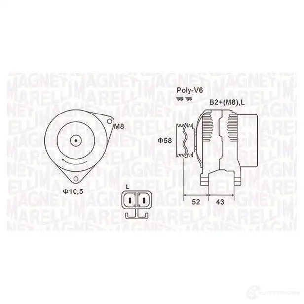 Генератор MAGNETI MARELLI MQA190 3 1193732043 TQVV0E 063731903010