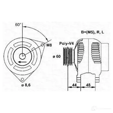 Генератор MAGNETI MARELLI 1047851 943346063010 Q440HN MAR 6063 изображение 0