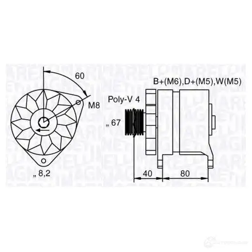Генератор MAGNETI MARELLI 054022708010 MA N1018 KK2OV 1015909