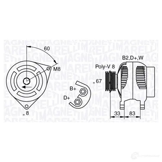 Генератор MAGNETI MARELLI 1016869 MAN1172 6332 1753 063321753010 изображение 0