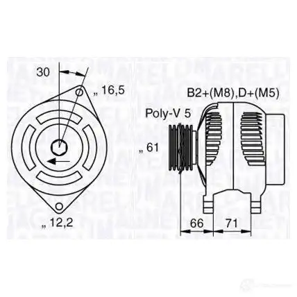 Генератор MAGNETI MARELLI 1193731310 063534150120 MA N2042 0PT3Y изображение 0