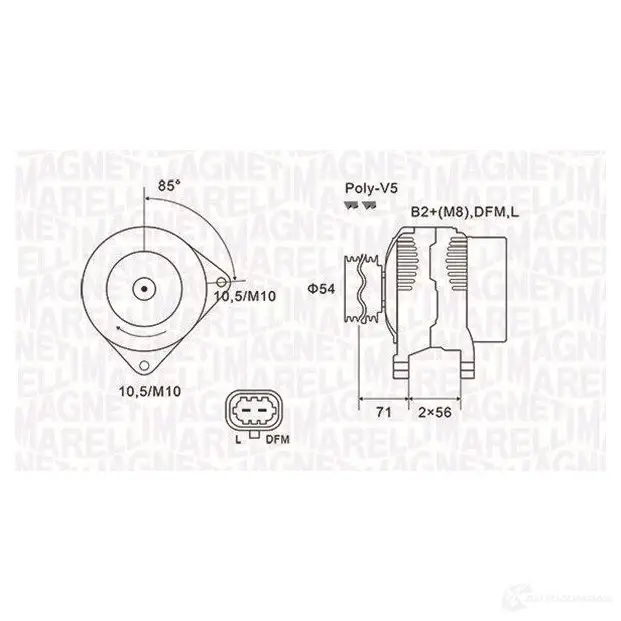 Генератор MAGNETI MARELLI MQA1973 063731973010 1193732090 063377423 010 изображение 0