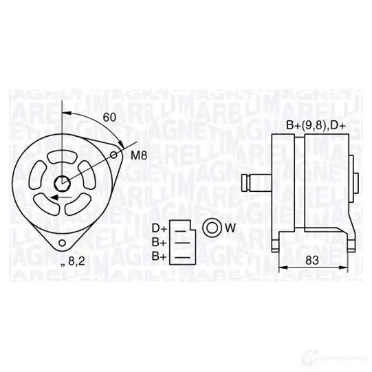 Генератор MAGNETI MARELLI 1016904 063324264010 633242 64 MAN139