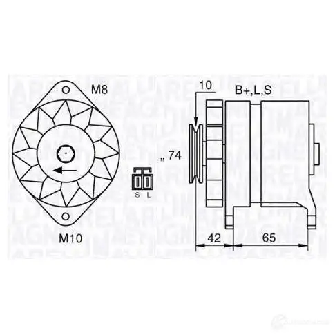 Генератор MAGNETI MARELLI 1193731205 MAN2619 63532 619 063532619010 изображение 0