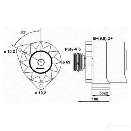 Генератор MAGNETI MARELLI 943356617010 1048081 MAR51 7 QLLB0I