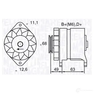 Генератор MAGNETI MARELLI 633 21041 063321041010 MAN284 1016826 изображение 0