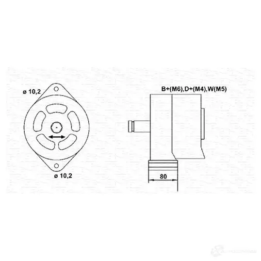 Генератор MAGNETI MARELLI 1048795 944356231010 MRA231 01 RWA1YGQ