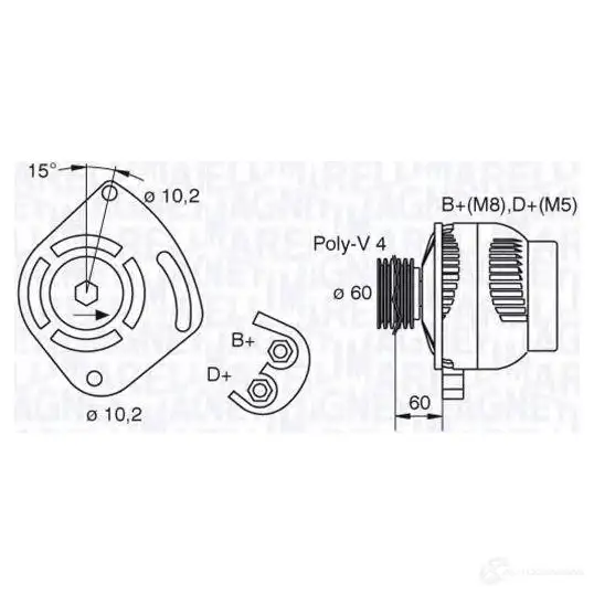 Генератор MAGNETI MARELLI 063321605010 1016855 944390394710 63 321605