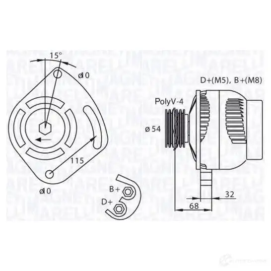 Генератор MAGNETI MARELLI 944390900710 633218 72 063321872010 1016894 изображение 0