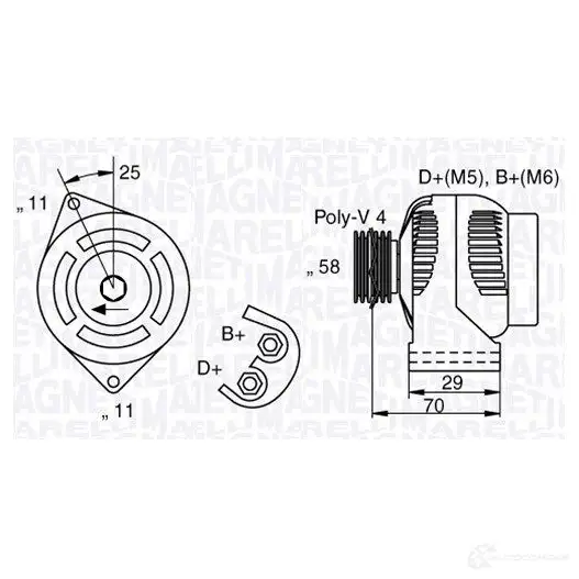 Генератор MAGNETI MARELLI 1016923 MAN1008 063341702010 63341 702
