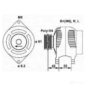 Генератор MAGNETI MARELLI 943346088010 MAR6 088 A8MIO 1047858 изображение 0