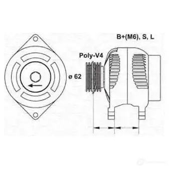 Генератор MAGNETI MARELLI 1193814057 EV3NQ 943346016010 MAR601 6 изображение 0