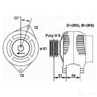 Генератор MAGNETI MARELLI 063321861010 1016891 MAN1161 6332 1861