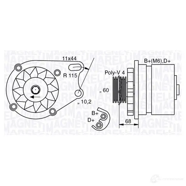 Генератор MAGNETI MARELLI 1016871 063321761010 63321 761 MAN1150 изображение 0