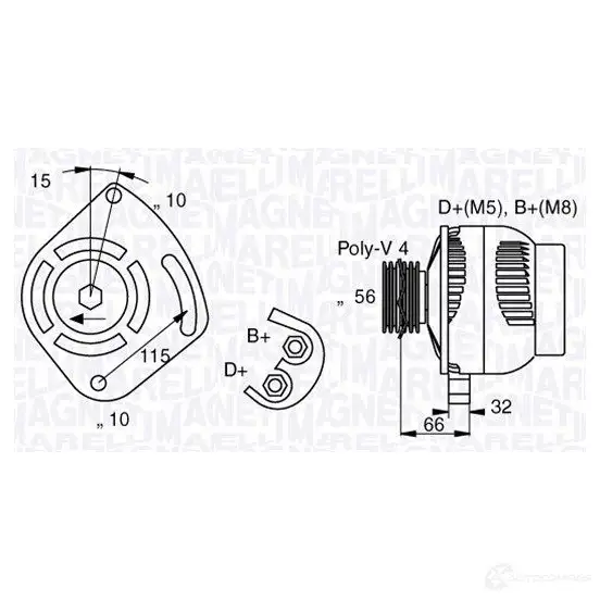 Генератор MAGNETI MARELLI 63377 012 1016946 063377012010 MAN7012 изображение 0