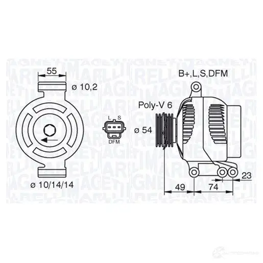 Генератор MAGNETI MARELLI 063380001010 1017021 633800 01 MAN8001