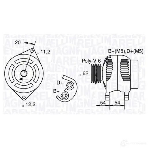 Генератор MAGNETI MARELLI 6332180 3 1016876 063321803010 MAN1100
