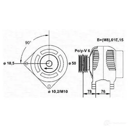 Генератор MAGNETI MARELLI 4Z44AR3 943355097010 6141750 MA R5597