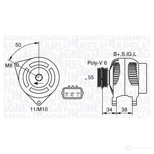 Генератор MAGNETI MARELLI 063377432010 06 3377432010 1016980 63377432 изображение 0