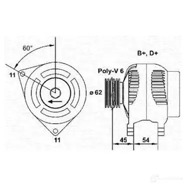 Генератор MAGNETI MARELLI 63 321426 MAN866 063321426010 1016850 изображение 0