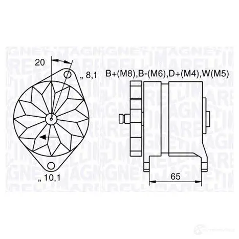 Генератор MAGNETI MARELLI 063534681400 2DJZ0R6 1017123 MAN200 7