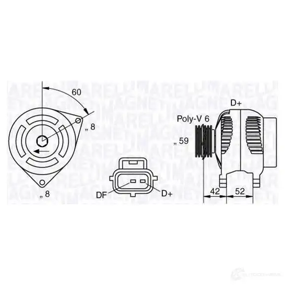 Генератор MAGNETI MARELLI 063341778010 MAN1155 6334177 8 1016931