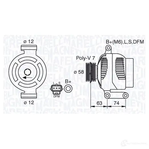 Генератор MAGNETI MARELLI 063388502010 6338850 2 MAN885 1017025